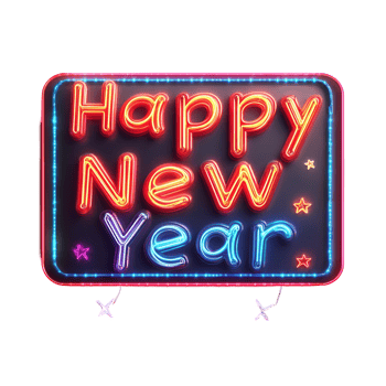 Glowing Happy New Year Sign Transparent Background png