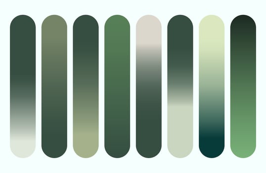 Gradient Green Palette An Abstract Design Featuring Rounded Rectangles in Tonal Variations for Creative Projects vector