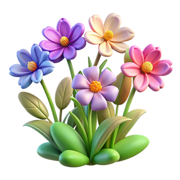 impressive modern A Cluster of Vibrant Wildflowers in a authentic png