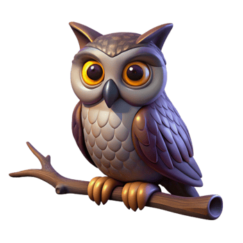 elegant vintage A Wise Old Owl Perched on a Branch original png