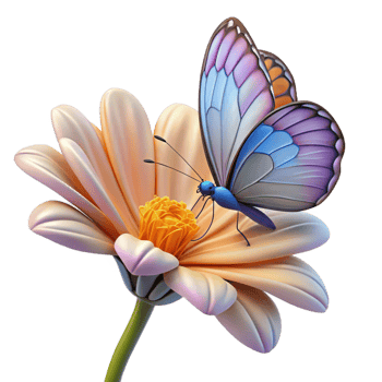 serene modern A Graceful Butterfly Landing on a Flower detailed png