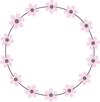 Floral Wreath Frame with Pink Flowers Design. vector