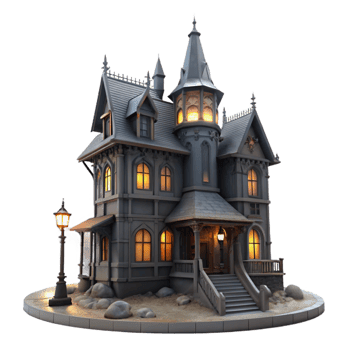 elegant classic A Dilapidated Victorian Mansion Shrouded genuine png
