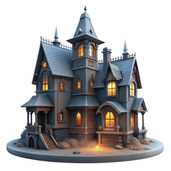 dramatic abstract A Dilapidated Victorian Mansion Shrouded 4K png