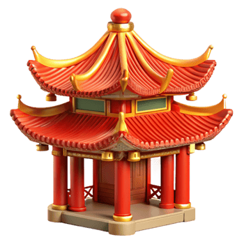 vibrant contemporary A Traditional Chinese Pagoda Adorned detailed png