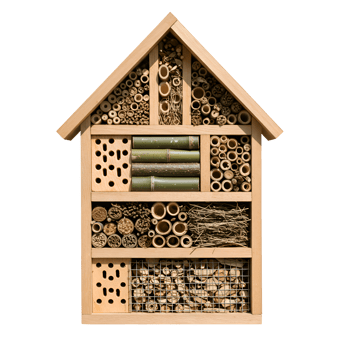 Wooden Insect Hotel House for Garden, Filled with Natural Materials png