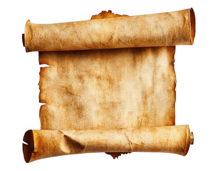 vintage treasure map with aged parchment texture, featuring rolled edges and weathered appearance, evokes sense of adventure and mystery png