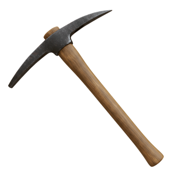 Vintage Pickaxe with Wooden Handle Isolated on Transparent Background png