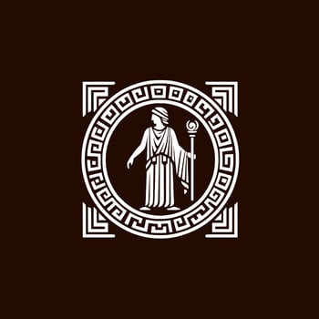 The greek goddess of wisdom in a white and black logo vector