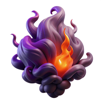vibrant traditional Wispy, smoke-like tendrils in shades of deep purple and crimson, illuminated by an internal, glowing ember. Style dark, mysterious authentic png