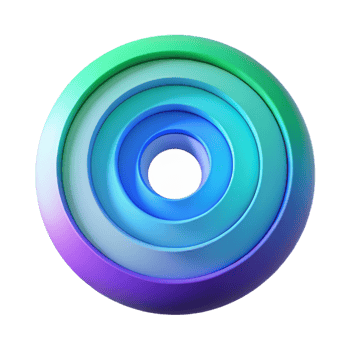 elegant modern A series of concentric circles radiating outwards, in a gradient of cool hues, from blue to green to violet, with a soft, ambient light. Style minimalist, geometric genuine png