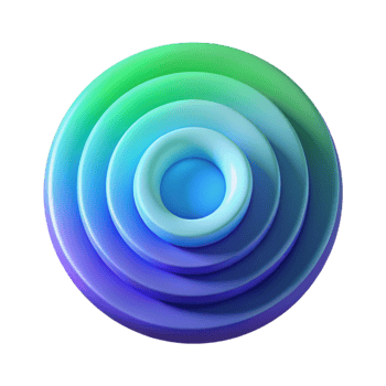 wonderful abstract A series of concentric circles radiating outwards, in a gradient of cool hues, from blue to green to violet, with a soft, ambient light. Style minimalist, geometric high quality png