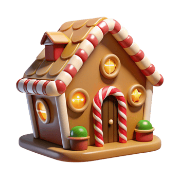 impressive vintage A Whimsical Gingerbread House Candy Cane authentic png