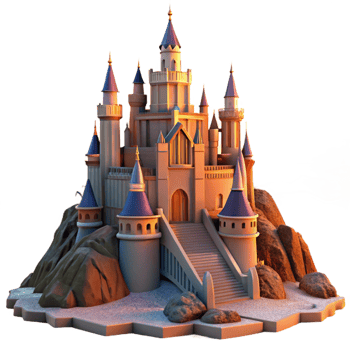 vibrant modern A Majestic Castle on a Hilltop Dramatic genuine png