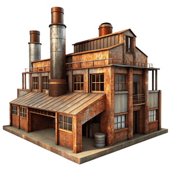 beautiful artistic An Abandoned Industrial Factory Rusty genuine png