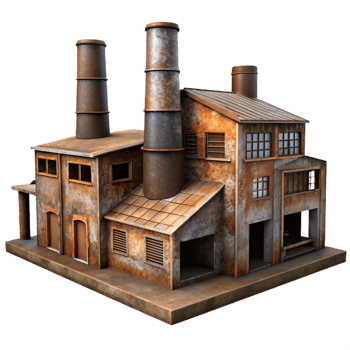 extraordinary vintage An Abandoned Industrial Factory Rusty authentic png