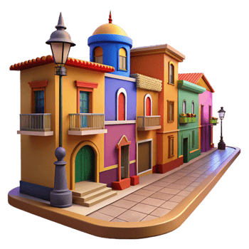 impressive contemporary A Vibrant Street Scene in a Latin high resolution png