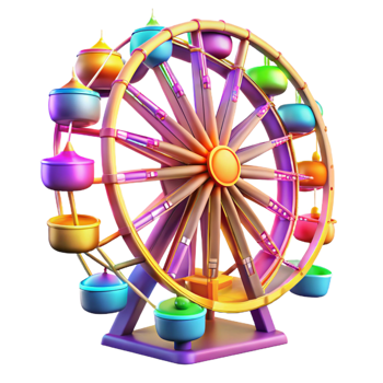 impressive creative A Colorful Carnival Ferris Wheel Bright 4K png
