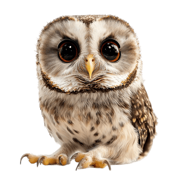 Wise brown owl with large round eyes symbolizing intelligence wisdom mystery and the fascinating beauty of nocturnal birds png