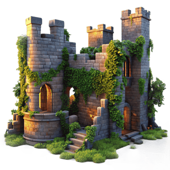 impressive artistic Medieval Castle Ruins Crumbling Stone professional png