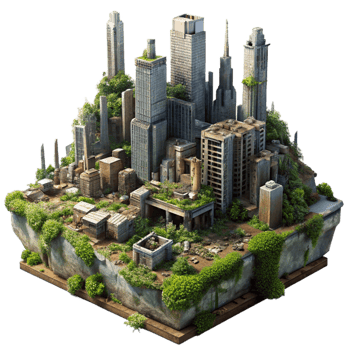 wonderful rustic Post Apocalyptic City Ruined 4K png