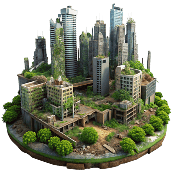 magnificent abstract Post Apocalyptic City Ruined exclusive png