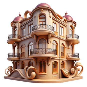impressive classic Art Nouveau Apartment Building Flowing premium png
