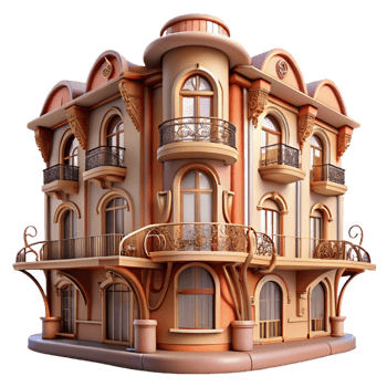 magnificent modern Art Nouveau Apartment Building Flowing genuine png