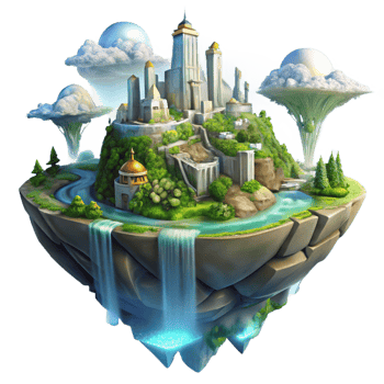wonderful abstract Floating Island City Lush Vegetation professional png