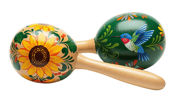 Traditional wooden maracas on transparent background png