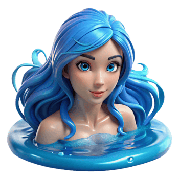 beautiful contemporary A Water Nymph with Flowing Blue high quality png