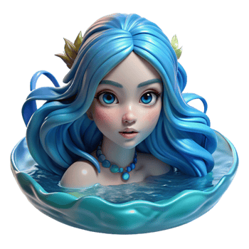 magnificent classic A Water Nymph with Flowing Blue 4K png
