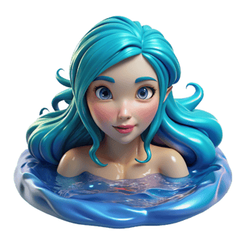 serene abstract A Water Nymph with Flowing Blue exclusive png