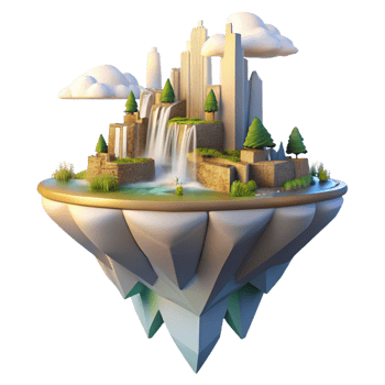 magnificent contemporary Floating Island City with Waterfalls genuine png
