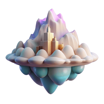 wonderful contemporary Cloud City Floating Above a Mountain detailed png