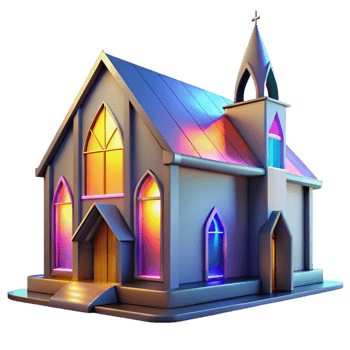 beautiful creative Modernist Church with Stained Glass professional png