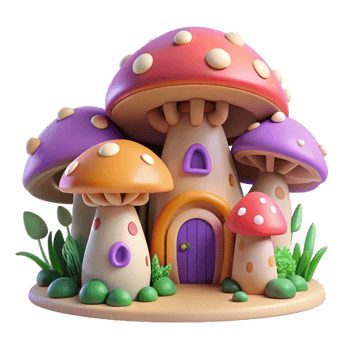 elegant modern Giant Mushroom Houses in a Fantasy exclusive png