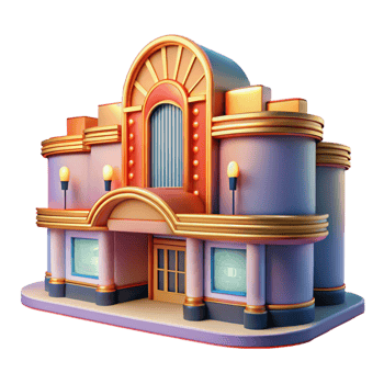 magnificent artistic Art Deco Cinema with Neon Marquee professional png