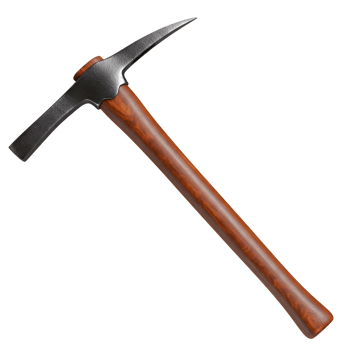 HighAngle Closeup of a Classic Pickaxe with Wooden Handle Isolated on Transparent Background png