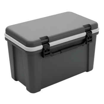 Durable Gray Plastic Storage Container with Lid and Handle png