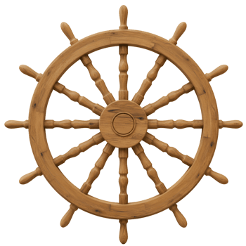 Classic Wooden Ship Wheel Nautical Helm for Maritime Design png