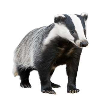 Closeup of an European Badger Standing on Black Background Wildlife Photography png