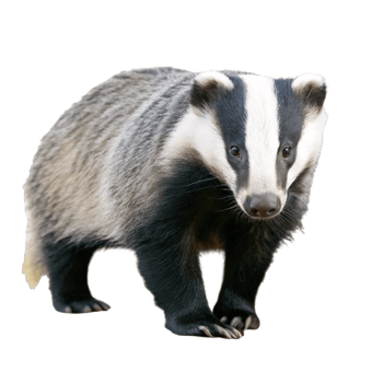 Closeup of a European Badger Standing on Black Background Wildlife Photography png