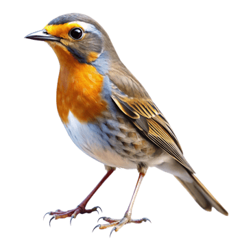 A Stunning Closeup of a European Robin Bird on Black Background png