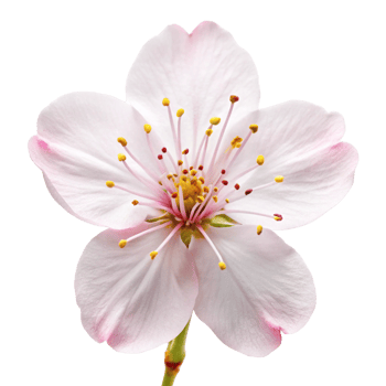 A Closeup of Delicate Pink Almond Blossom Flower with Yellow Stamens png