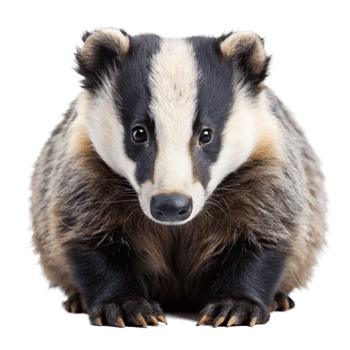 Closeup of an adorable European badger facing the camera png
