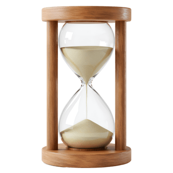 Classic Wooden Hourglass with Sand Slowly Running Out Time Management Concept png