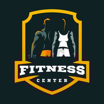 fitness center logo design for men and women vector