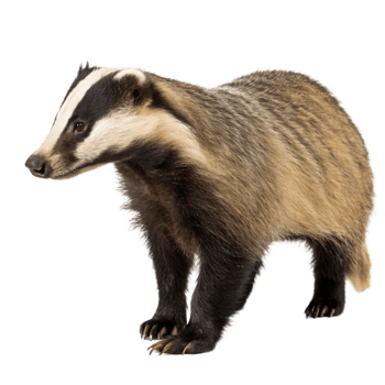 A Profile View of an European Badger Standing on a White Background png