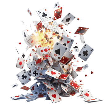 Exploding Pile of Playing Cards in MidAir Action Shot png